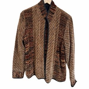 Laura Fisher Bonvallet Textured Jacket Abstract Art Wear Tapestry Open Front